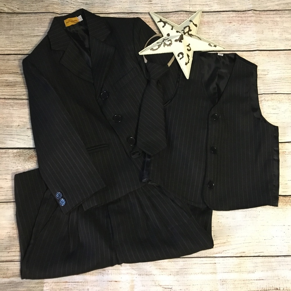 Kids Black Pinstripe Suit Set
